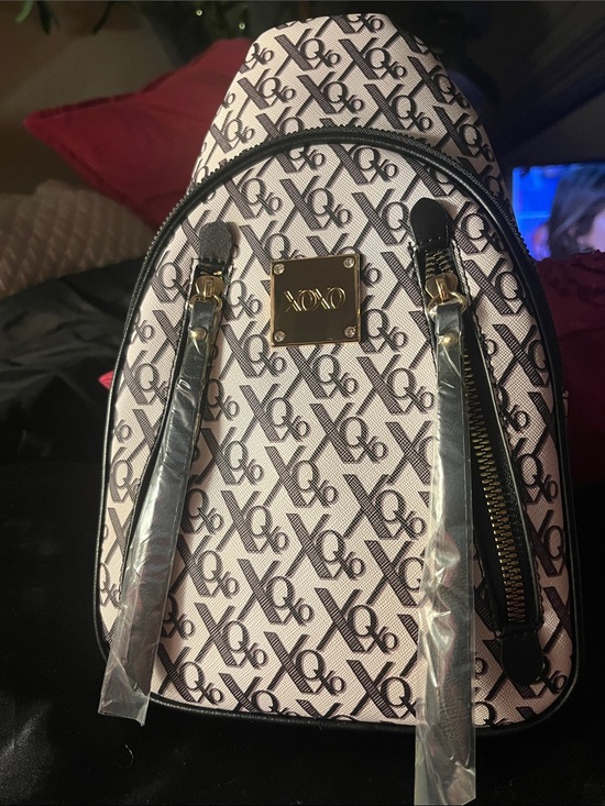 XOXO Handbags - XOXO Black & Light Pink Monogram Mini Backpack